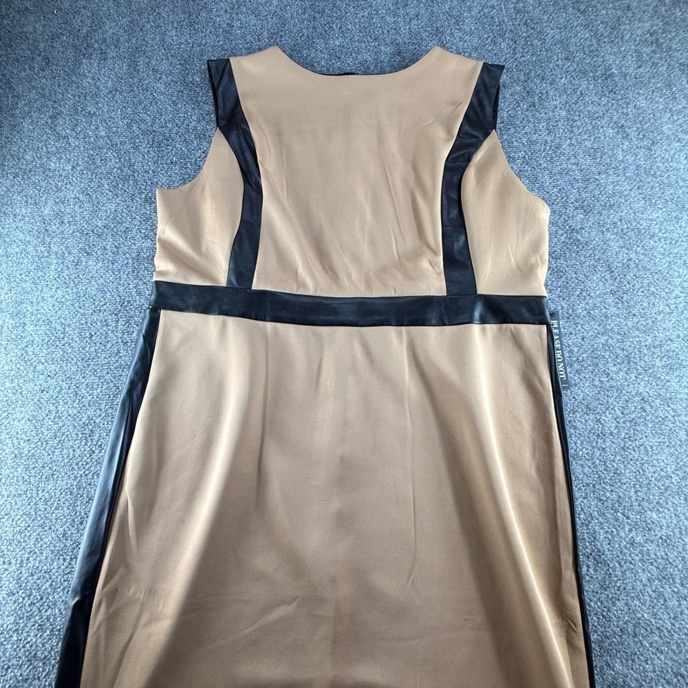 New York & Company 7th Avenue Tan Faux Leather Trim Sheath Dress XXL NWT 4042